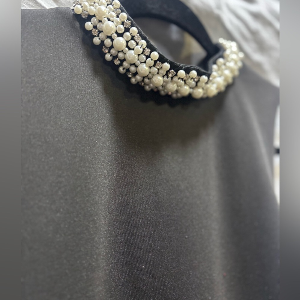 Love...ady Black Dress with Pearl Details